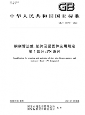 鋼制管法蘭、墊片及緊固件選用規(guī)定 第1部分：PN系列國標(biāo)/T 43079.1-2023